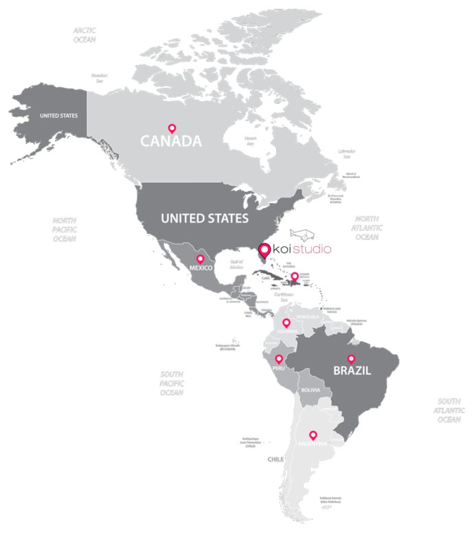 Map with marked cities